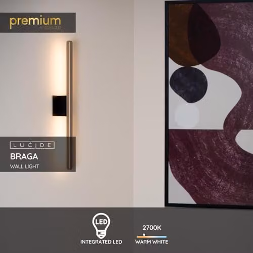Lucide Braga LED Up and Down Wall Light, Brown, 11.5W, 2700K Warm White – 2