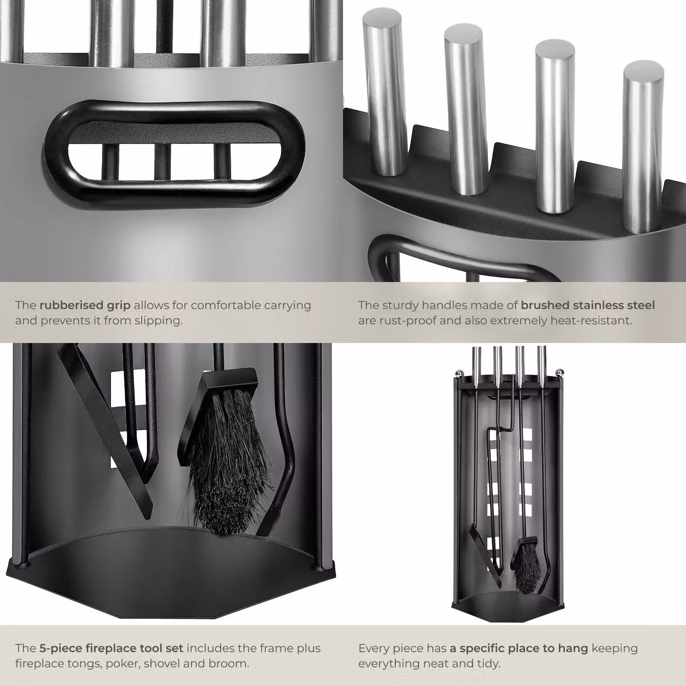 tectake Log Burner Accessories in Grey and Black – 3