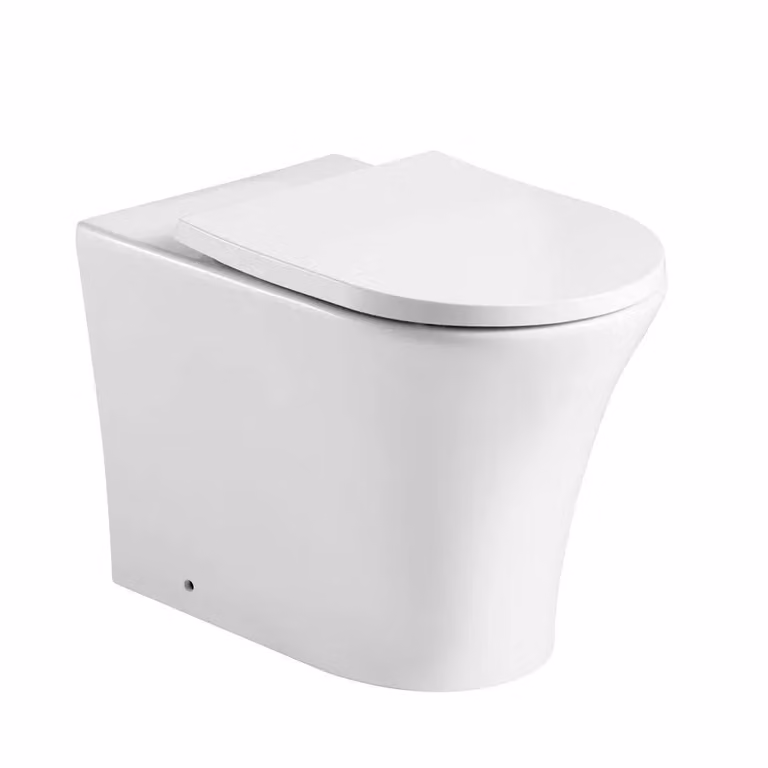 Clifton Premium Rimless Back to Wall Toilet Set with Soft Close Seat, White, W: 38 cm, D: 64.4 cm, H: 40 cm