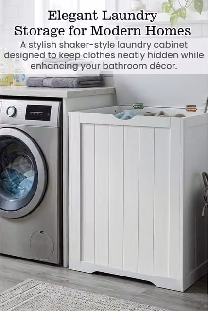 HYGRAD BUILT TO SURVIVE White Wooden Clothes Basket Hamper