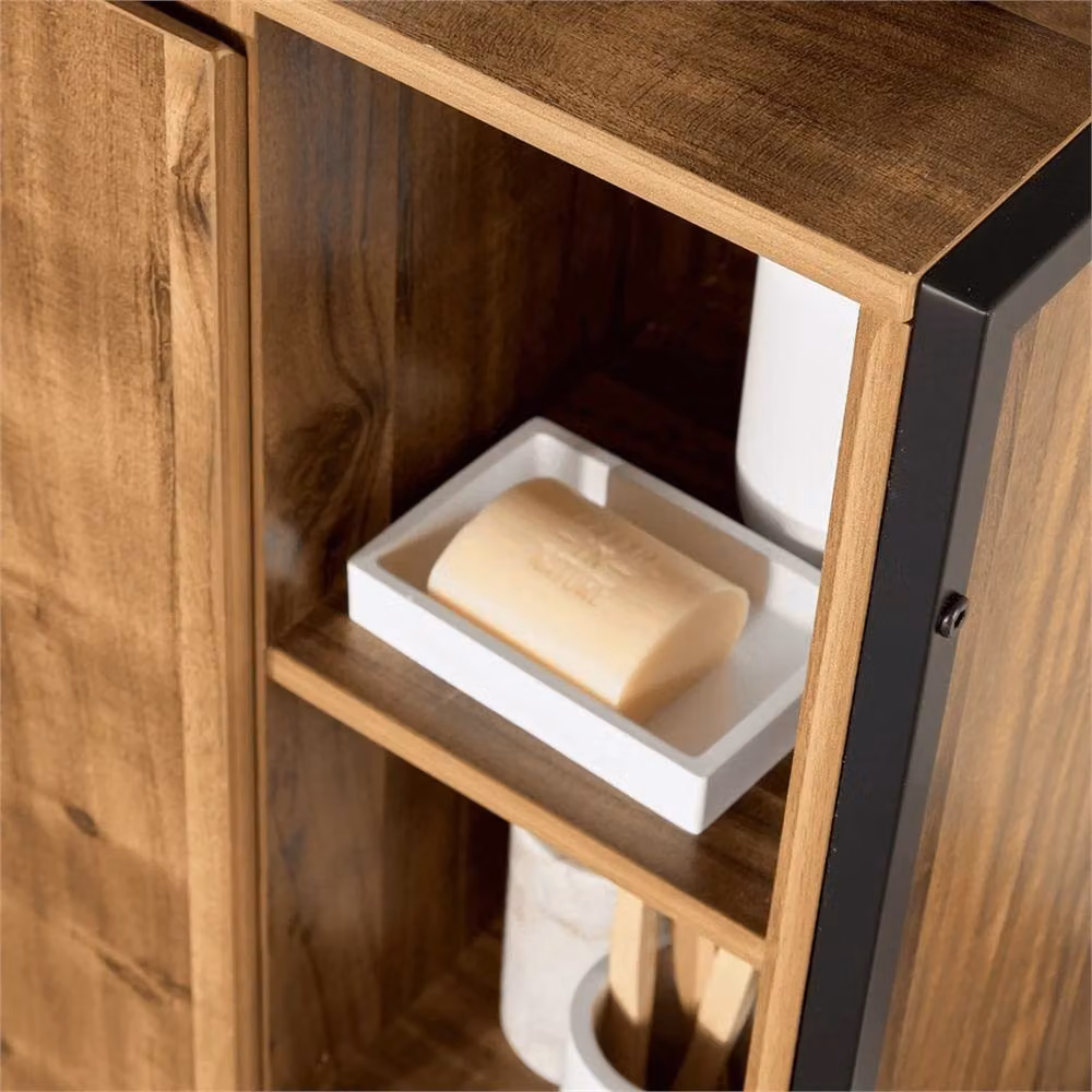 Nordara Brown Wood Freestanding Single Door Bathroom Storage Cabinet with Internal Shelves – 2
