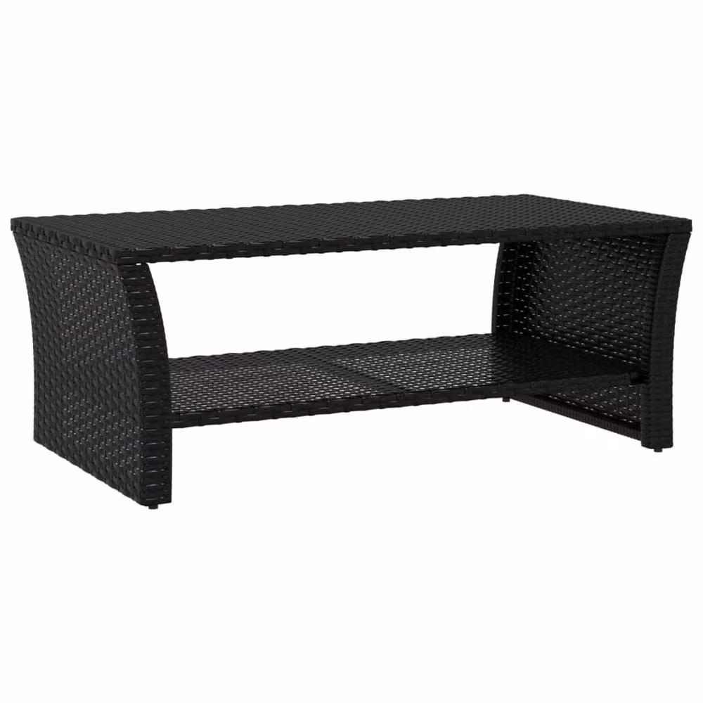 Berkfield Home Black Poly Rattan Coffee Table W/D/H: 100 x 50 x 40 cm – 2