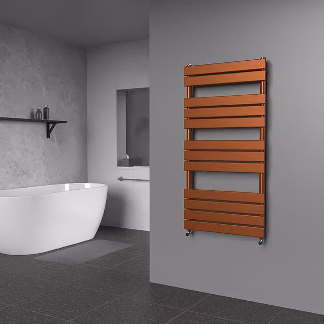 Lux Heat Flat Coloured Steel Towel Radiator in Bronze, W: 60 cm, H: 120 cm