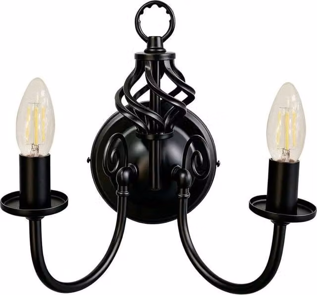 First Choice Lighting Barley Twist Black LED Wall Light – 1