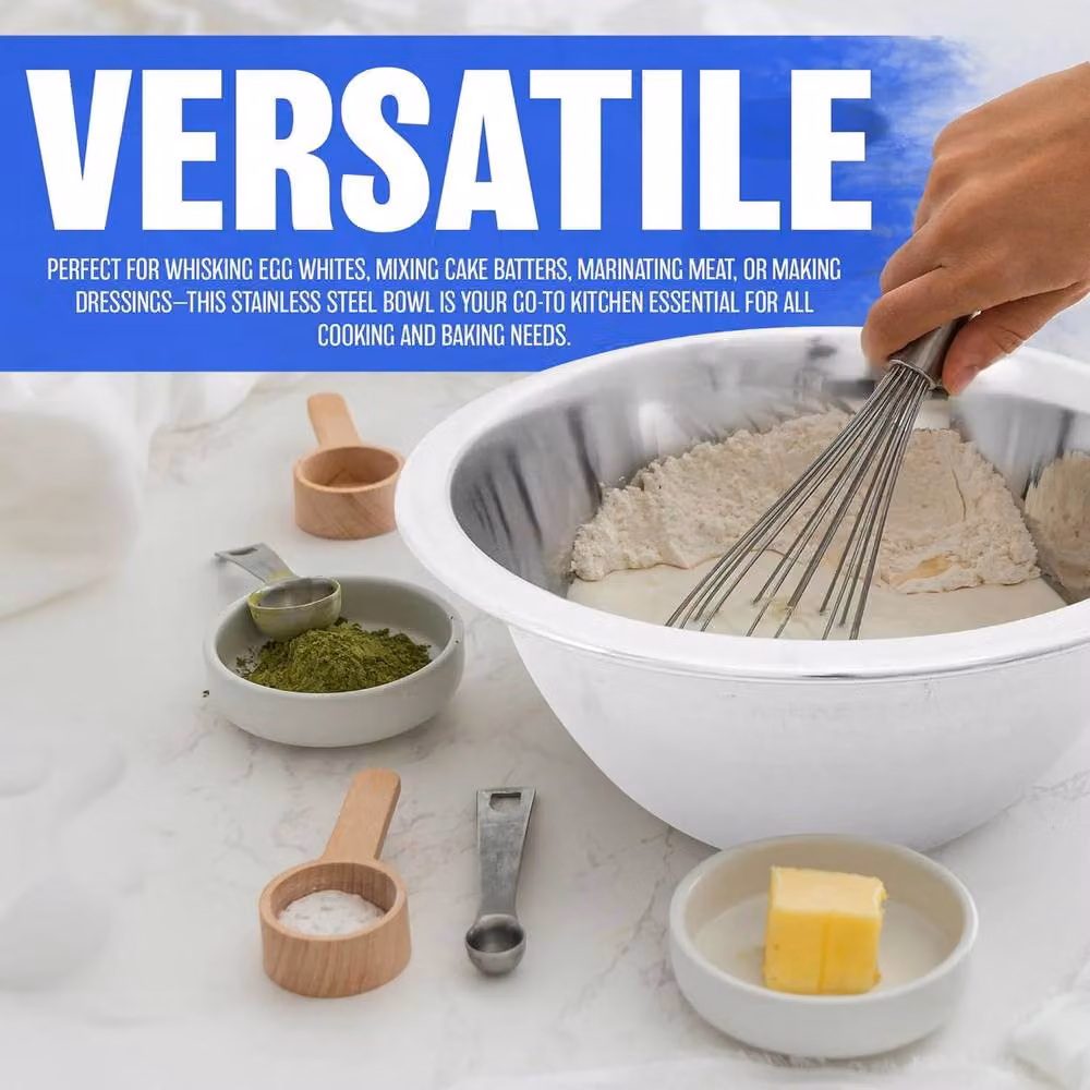 BARGAINS-GALORE Set of 4 Silver Stainless Steel Round Nesting Deep Mixing Bowls, 24 cm – 4