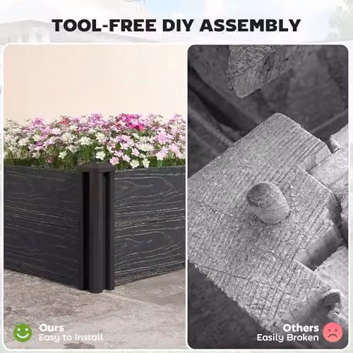 Outsunny Grey Plastic WPC Raised Garden Bed Kit – 3