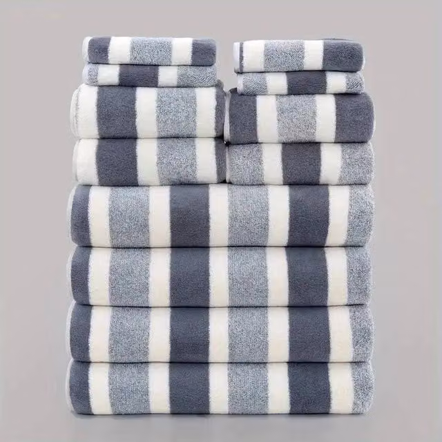 SPETLEK Grey Cotton Towel Set, Soft and Quick Drying Terry Towels – 1
