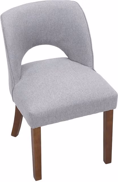 Living and Home Set of 2 Grey Chenille Upholstered Scandinavian Dining Chairs with Oak Wood Legs – 1