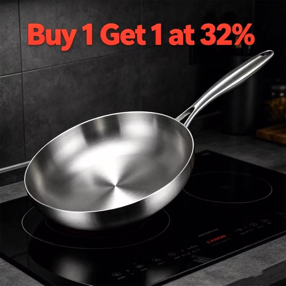KORVIXA 304 Stainless Steel Frying Pan in Silver – 4
