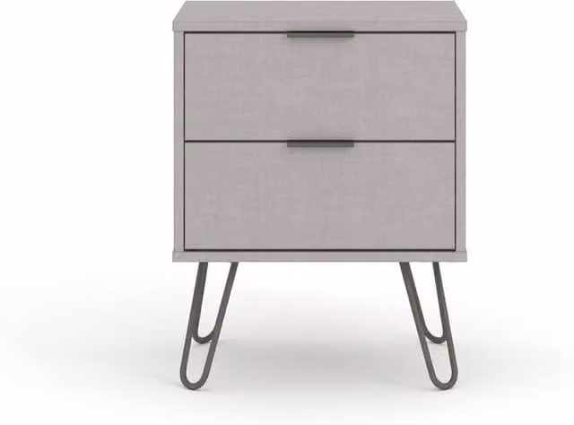 FORGEVIO Industrial Bedside Cabinet with Drawers in Grey