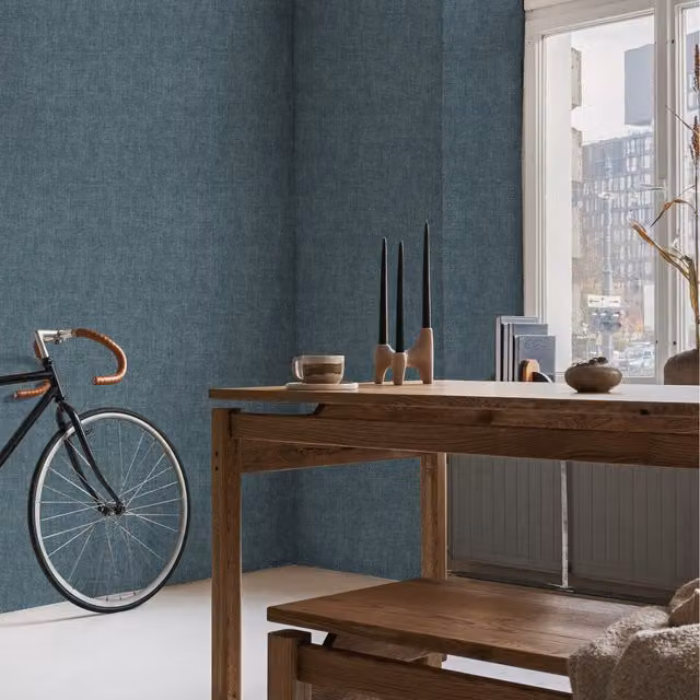 A.S. Création Superfresco Easy Zara Textured Plain Wallpaper in Petrol Blue