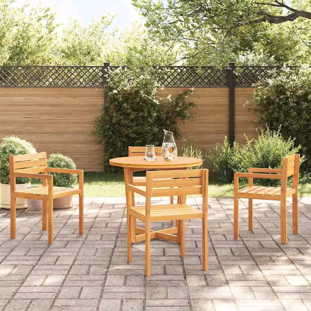 Berkfield Home Set of 4 Modern Acacia Wood Garden Chairs in Brown, W/D/H: 50 x 53 x 80 cm – 2