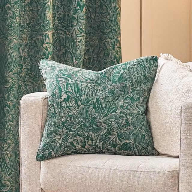 Terrys Floral Square Polyester Filled Cushion, Green, W/D/H: 50 x 50 x 50 cm