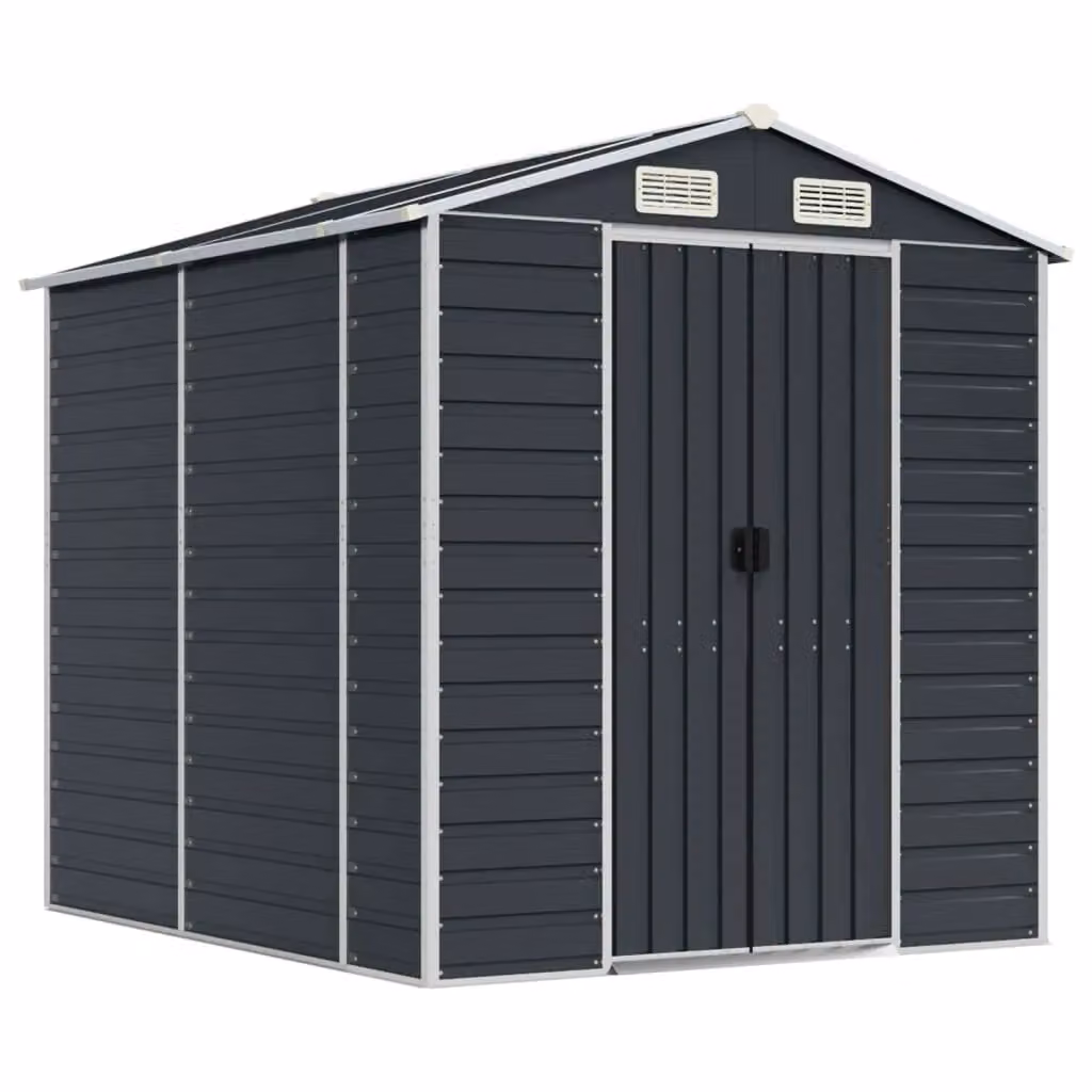 Berkfield Home Pent Garden Shed in Anthracite and Black Galvanised Steel, W: 191 cm, D: 215 cm, H: 198 cm – 2