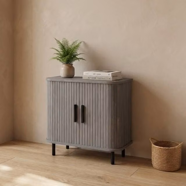 Garden Greatness Evie Ribbed Charcoal Side Table, W/D/H: 40 x 40 x 48 cm