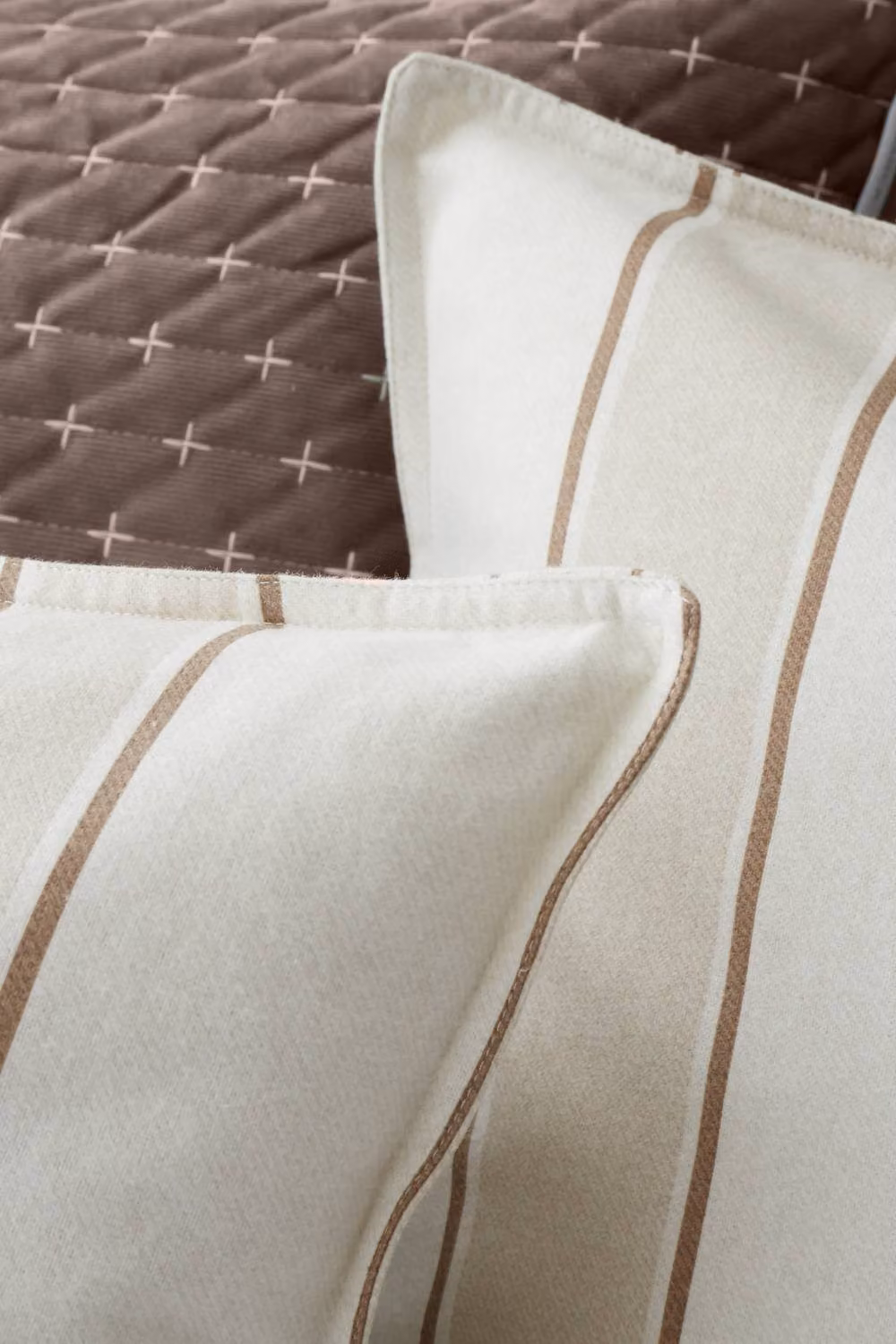 Bianca Brushed Regal Stripe Reversible Cotton Flannelette Duvet Cover Set in Sand/Beige, Single – 2