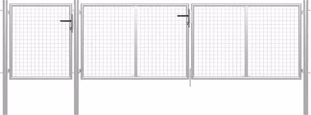 Berkfield Home Steel Garden Gate in Silver, W: 400 cm, H: 75 cm
