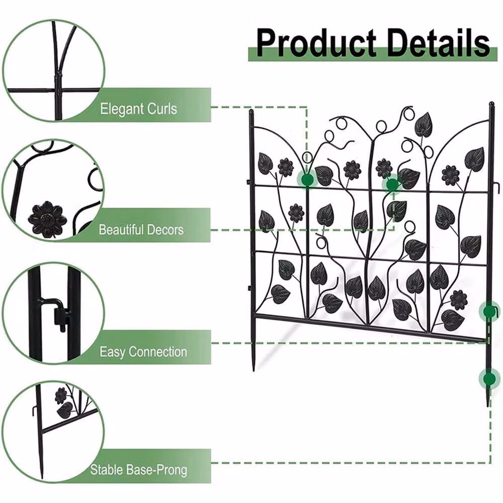 Nordara 5 x Decorative Garden Fence Panels Black Animal Barrier Border Edging – 3