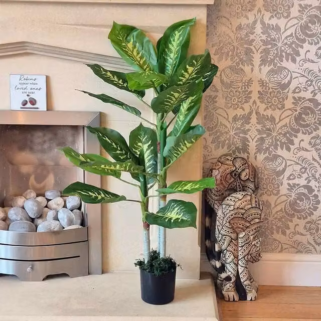 Voltico Artificial Dieffenbachia Tree in Pot, Green, Height: 100 cm – 1