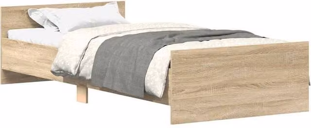 Berkfield Home Sonoma Oak Single Bed Frame in Brown, W/D/H: 90 x 190 cm