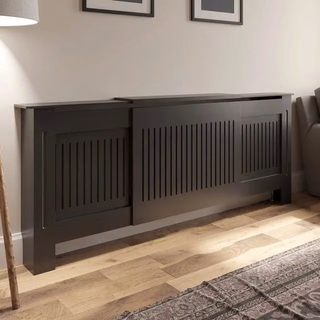 Temprazo Vertical Slat Style Radiator Cover in Anthracite Grey, W/H: 112.0 x 212.0 cm