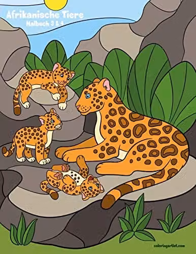 Afrikanische Tiere Malbuch 3 & 4 Colouring Book for Children