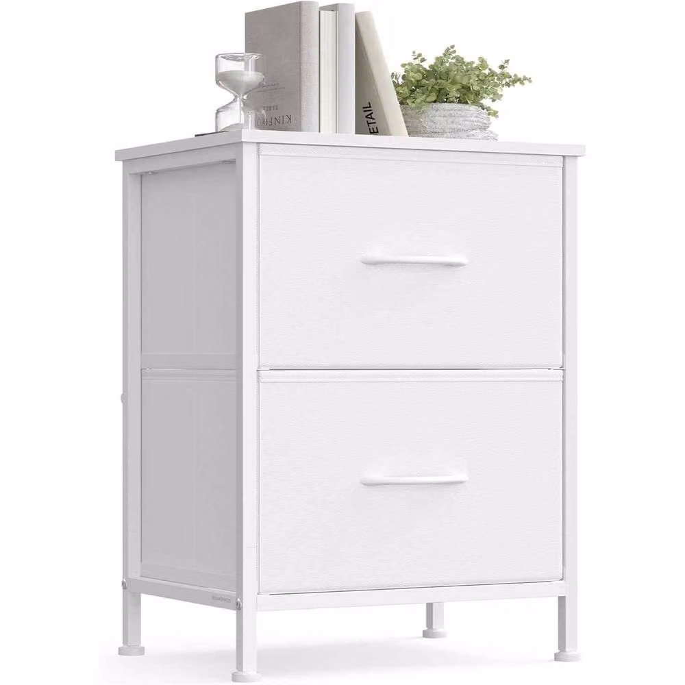 The Bazaarist Steel Bedside Table with 2 Drawers in Matt White – 2