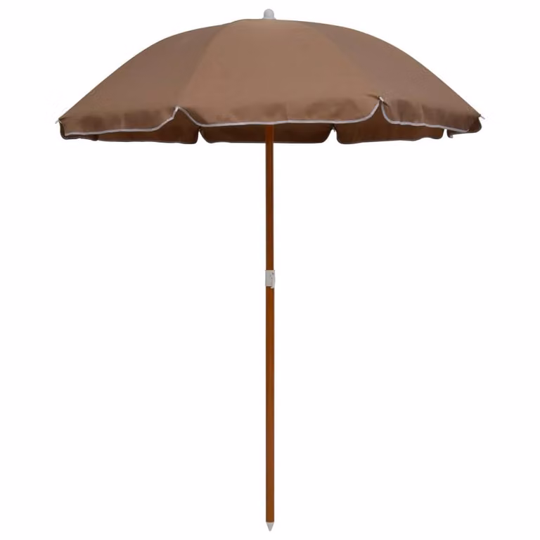 Berkfield Home Taupe Parasol with Steel Pole and Polyester Canopy, W/D/H: 190 x 155 x 190 cm