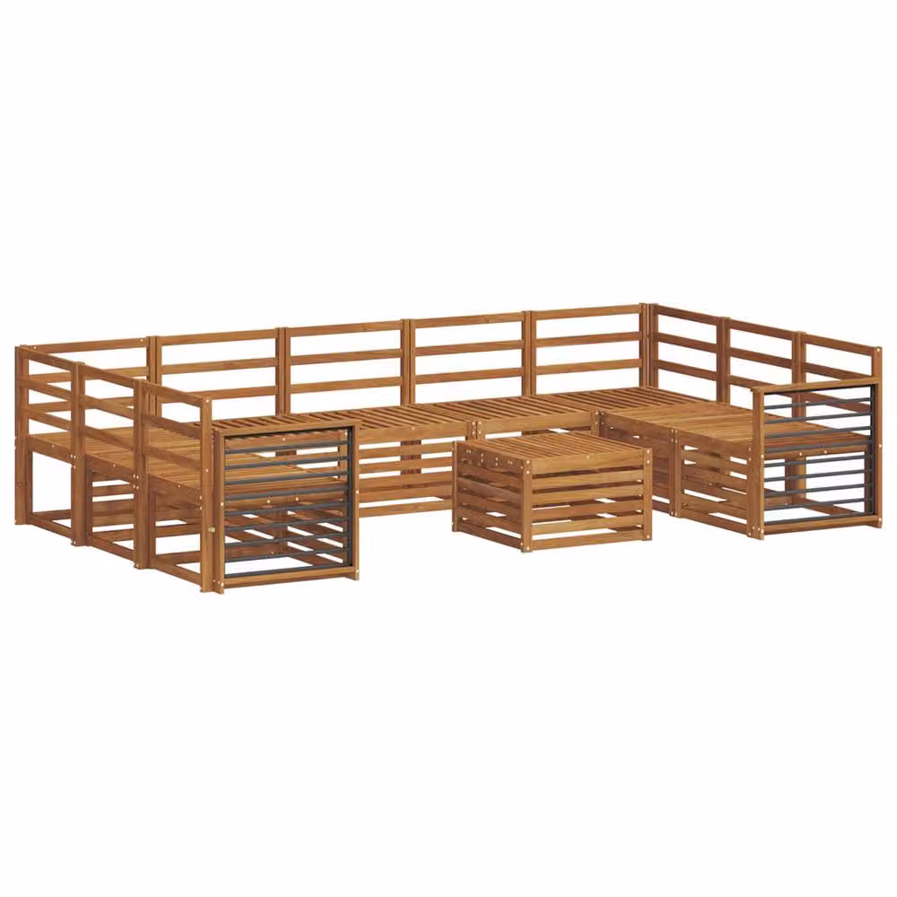 Berkfield Home 10-Piece U-Shape Garden Sofa Set in Brown Solid Acacia Wood – 2