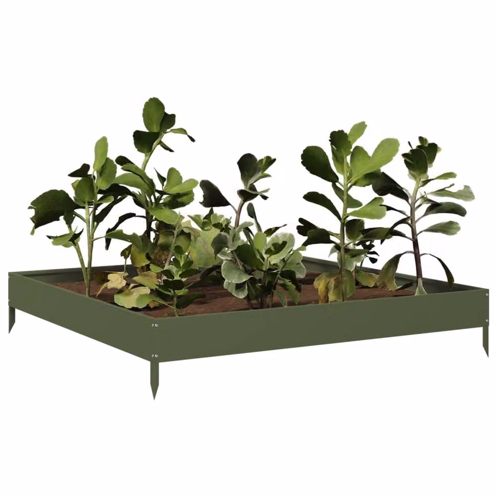 Berkfield Home Garden Steel Raised Bed in Green, W/D/H: 100 x 100 x 18.5 cm – 3
