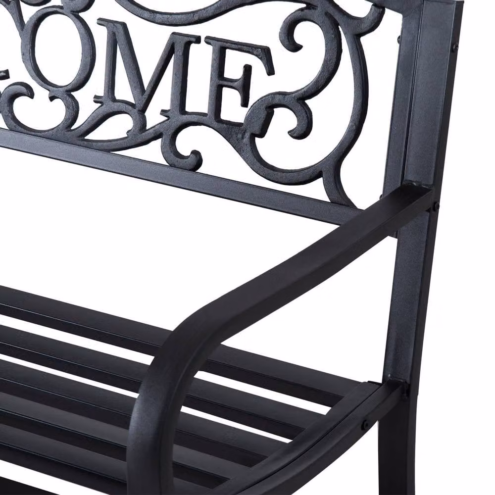 Wyld Haus Rolare Two Seater Outdoor Garden Bench in Black Matt Steel, W: 127 cm – 7