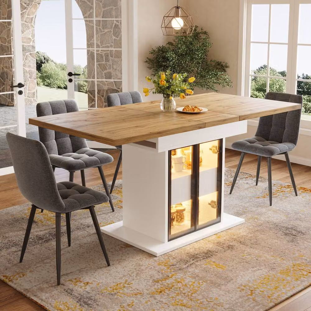 Matteo Extendable Rectangular Dining Table in White and Black – 2