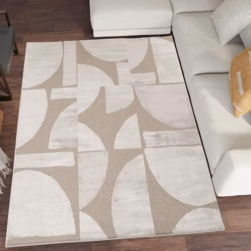 Desire Rugs Modern Abstract Area Rug in Brown and Beige, W: 200 cm, L: 290 cm