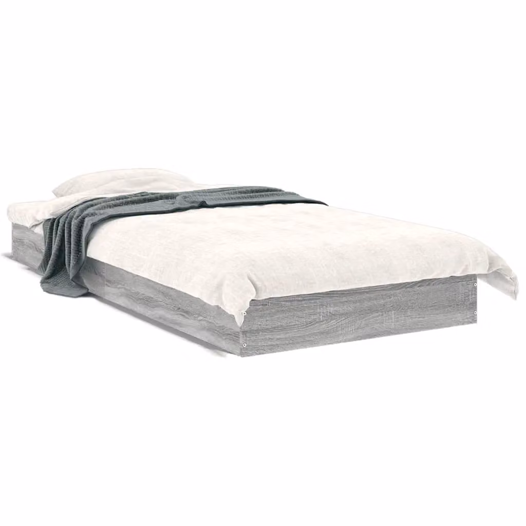 Berkfield Home Small Single Bed Frame in Grey Sonoma, Engineered Wood, W/D/H: 75 x 190 cm – 2