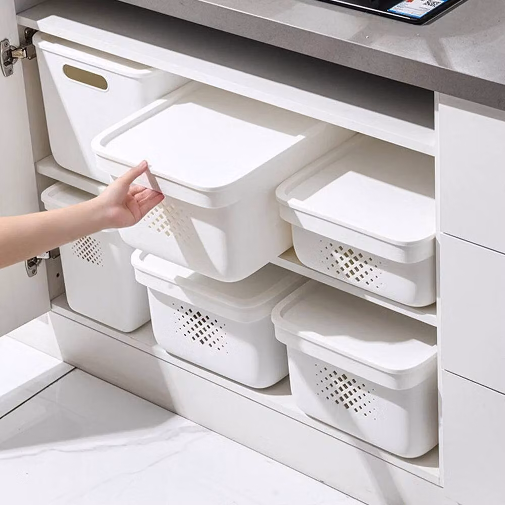 SPETLEK White Foldable Storage Basket with Lid, W: 28 cm, D: 38.5 cm, H: 14 cm – 4