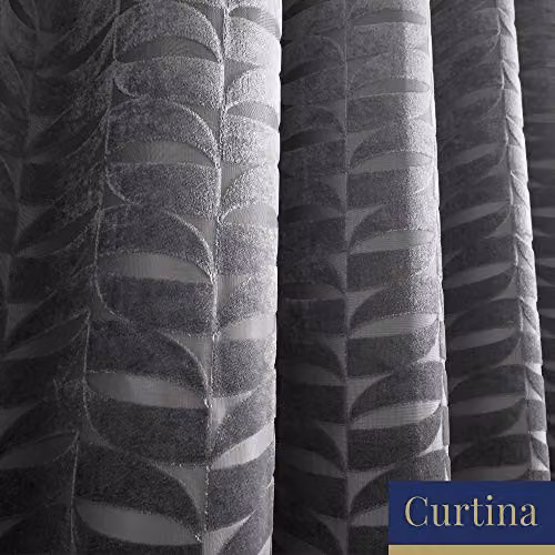 Curtina Kendal Grey Eyelet Curtains, W: 117 cm, H: 183 cm – 2