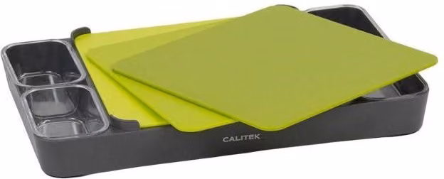 Calitek Set of 3 Green Plastic Chopping Boards with Storage Holder – 6