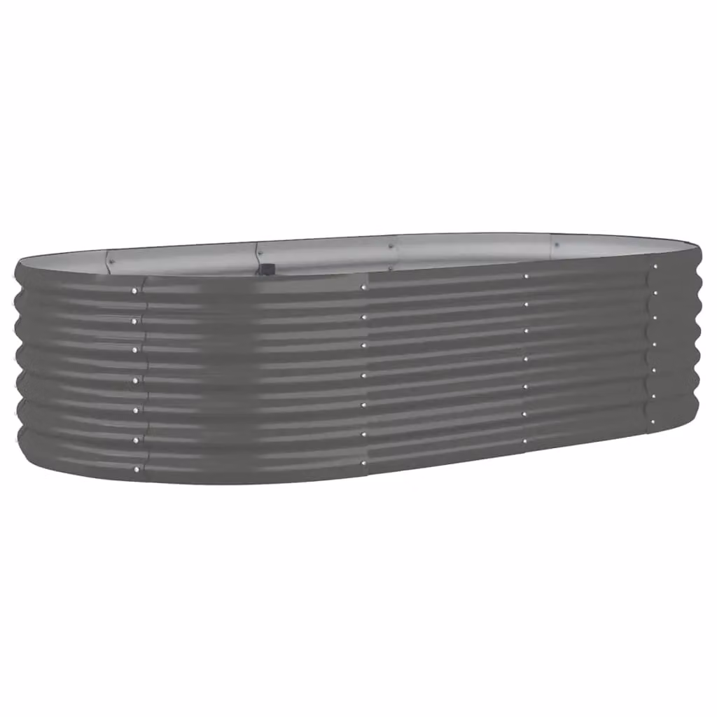 Berkfield Home Garden Powder-coated Steel Raised Bed in Grey, W/D/H: 152 x 80 x 36 cm – 2
