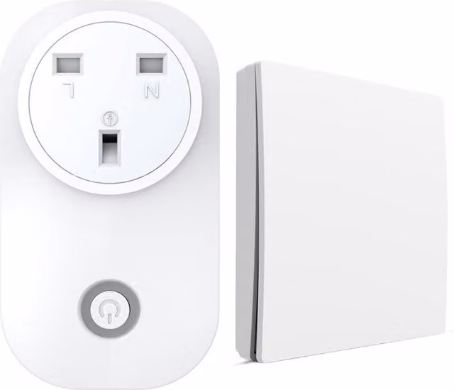 ENER-J 13A Wireless Plug with 1 Gang Wireless Kinetic Switch, White