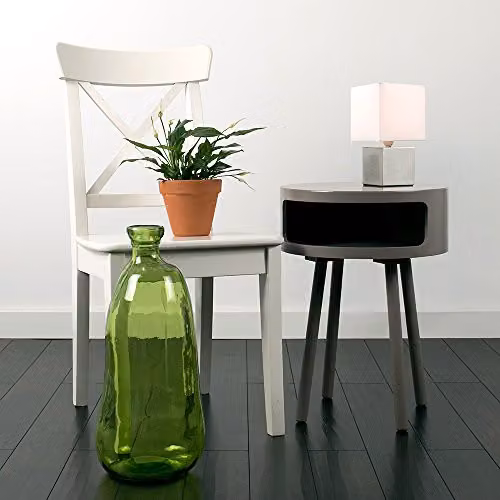 MiniSun Set of 2 Modern Cube Design Dimmable Touch Table Lamps with White Fabric Shades in Silver and Chrome – 4