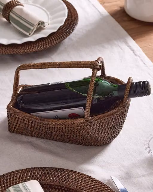 Dibor Traditional Premium Rattan Bottle Caddy and Holder in Brown – 1