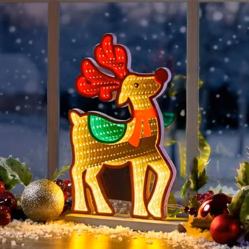 The Christmas Workshop Reindeer Infinity LED Double-Sided Multi-Coloured Christmas Light, Height: 28 cm – 7