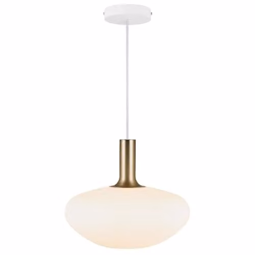 Nordlux Alton Pendant Light in White Glass with Gold/Brass Details, Diameter: 35 cm