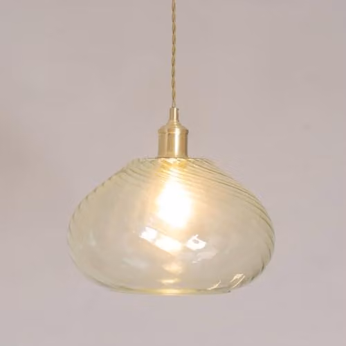 ValueLights Corinne Twill Spiral Bulbous Green Glass Easy Fit Pendant Lamp Shade, Shade Width: 31.5 cm – 2