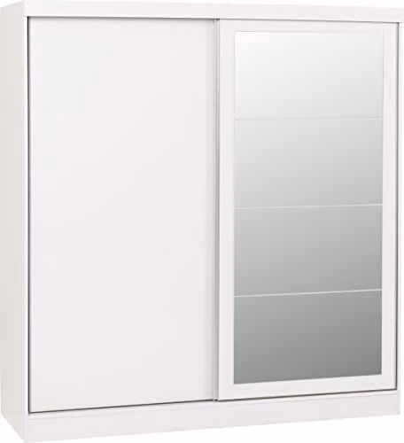 Seconique Nevada 2 Door Sliding Wardrobe in White Gloss, H 194 cm x W 124 cm x D 62 cm – 1