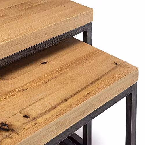 Julian Bowen Brooklyn Industrial Oak and Metal Nest of Tables – 5