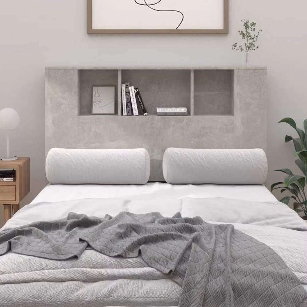 Berkfield Home Modern Wall Mounted Headboard Cabinet in Concrete Grey, W/D/H: 120 x 18.5 x 104.5 cm – 2
