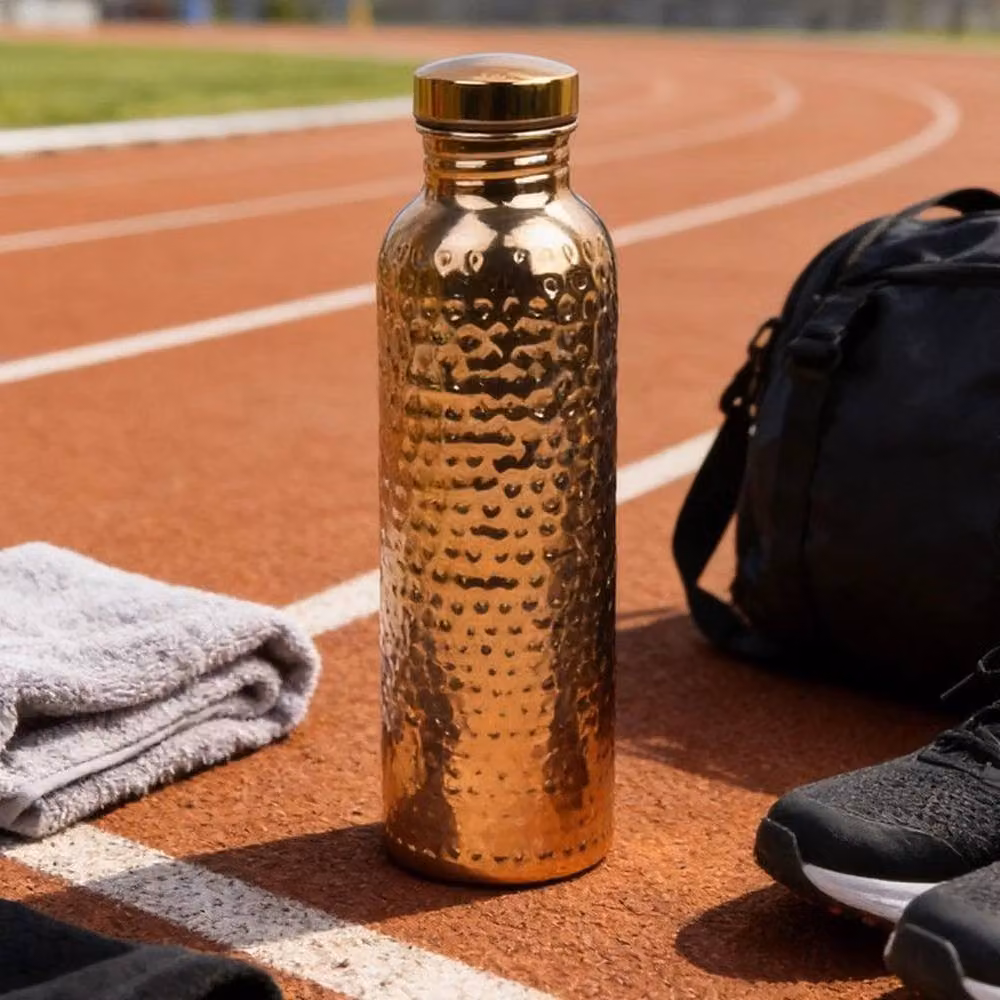FLAVORA Hammered Copper Plated Leak Proof Water Bottle, 800ml – 3