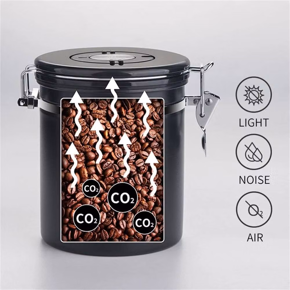 Nordara Airtight Stainless Steel Vacuum Coffee Bean Canister in Black – 4