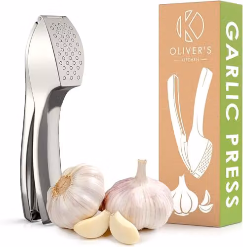 Oliver's Kitchen Premium Stainless Steel Garlic Press in Silver – 1